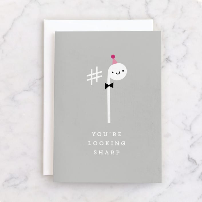 "Sharp" - Single Greeting Cards in Slate by Lori Wemple - Front