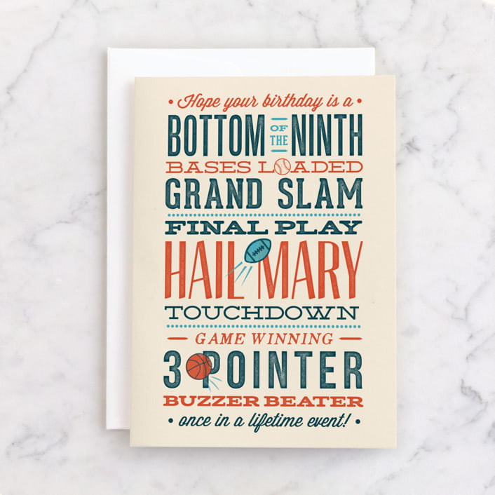 "All Star" - Single Greeting Cards in Cream by Robert and Stella - Front