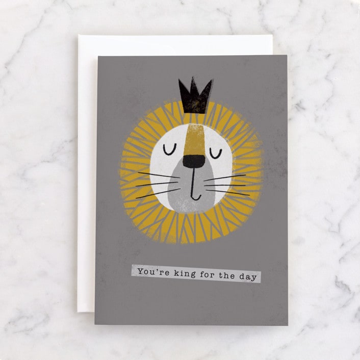 "King for the day" - Single Greeting Cards in Slate by Farinaz Vaseghi - Front