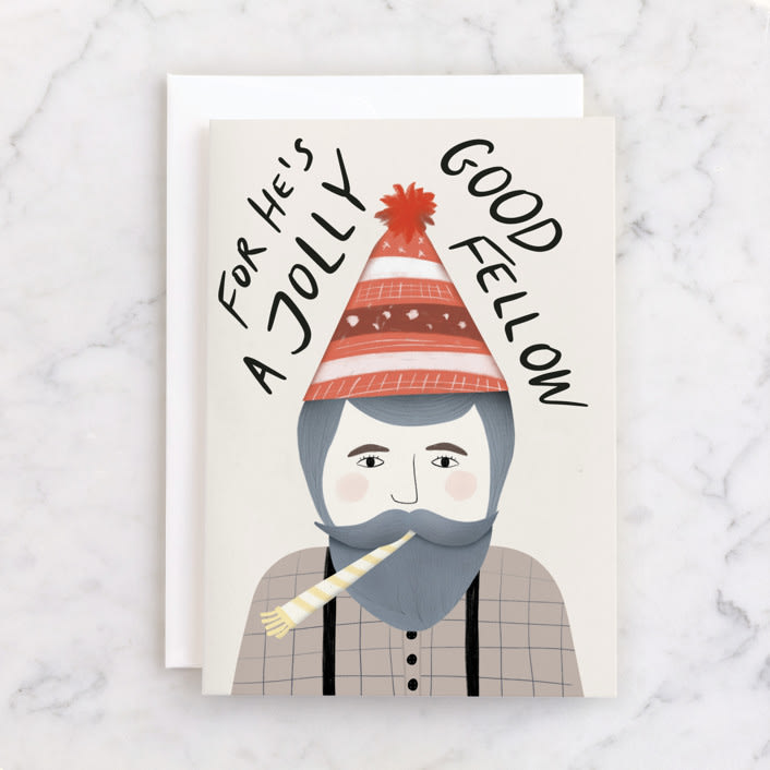 "Jolly good fellow" - Single Greeting Cards in Cream by Maja Cunningham - Front