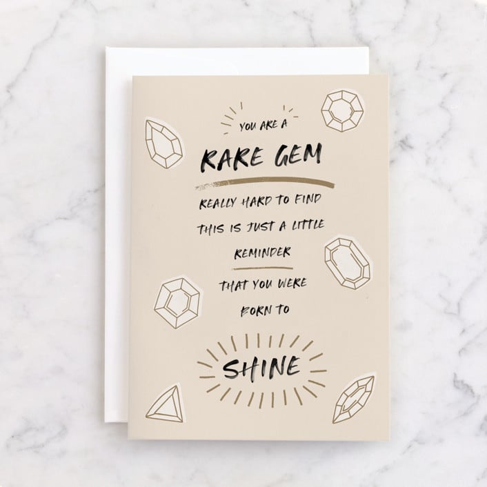 "rare gem" - Single Greeting Cards in Cream by Pati Cascino - Front
