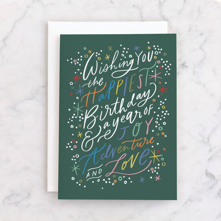 "Birthday Confetti" - Single Greeting Cards in Evergreen by Alethea and Ruth - Front