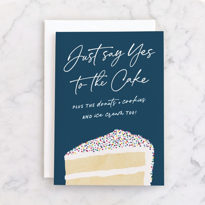 "Yes to the Cake" - Single Greeting Cards in Blueberry by Hooray Creative - Front