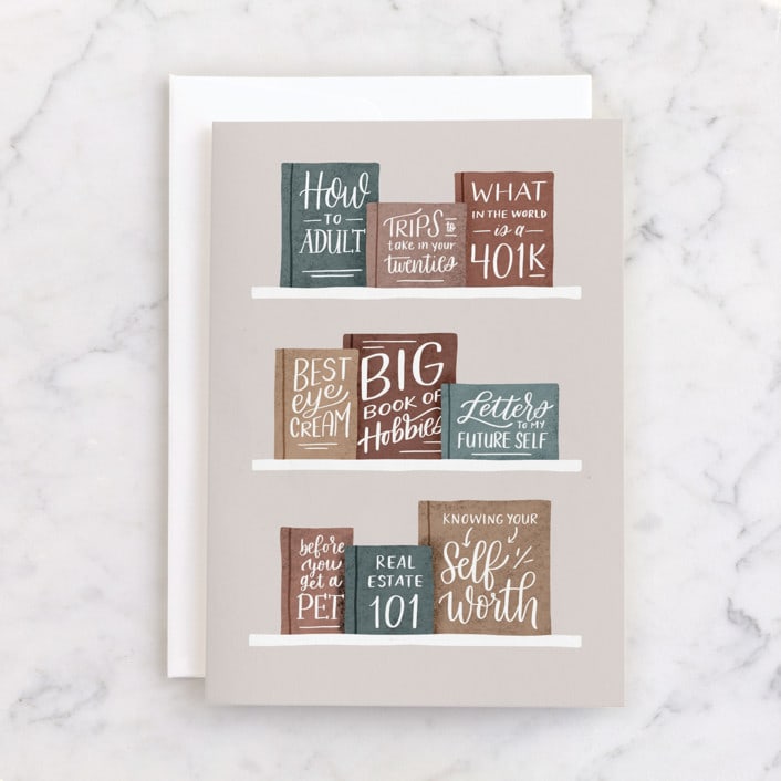 "BDay Bookshelf" - Single Greeting Cards in Colorful by Carolyn Kach - Front