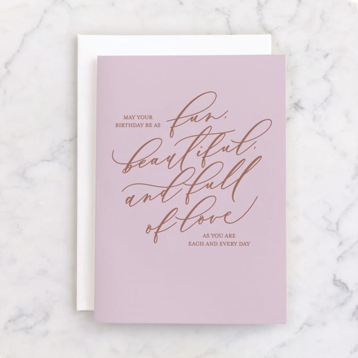"Birthday Like You" - Single Greeting Cards in Blush by Carolyn Kach - Front