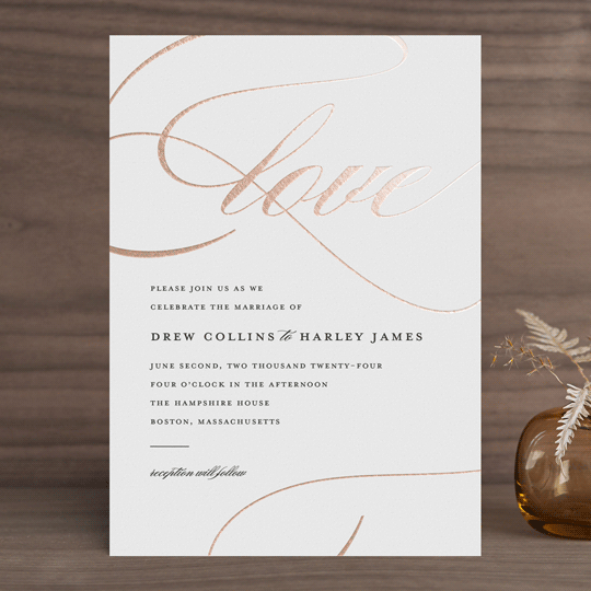 "So in Love" - Wedding Invitations in Rose by Stacey Meacham - Front