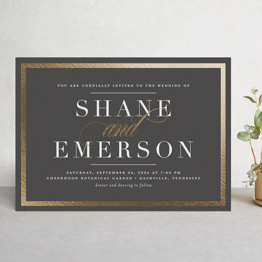 "Bold Classic" - Wedding Invitations in Slate by Jessica Williams - Front