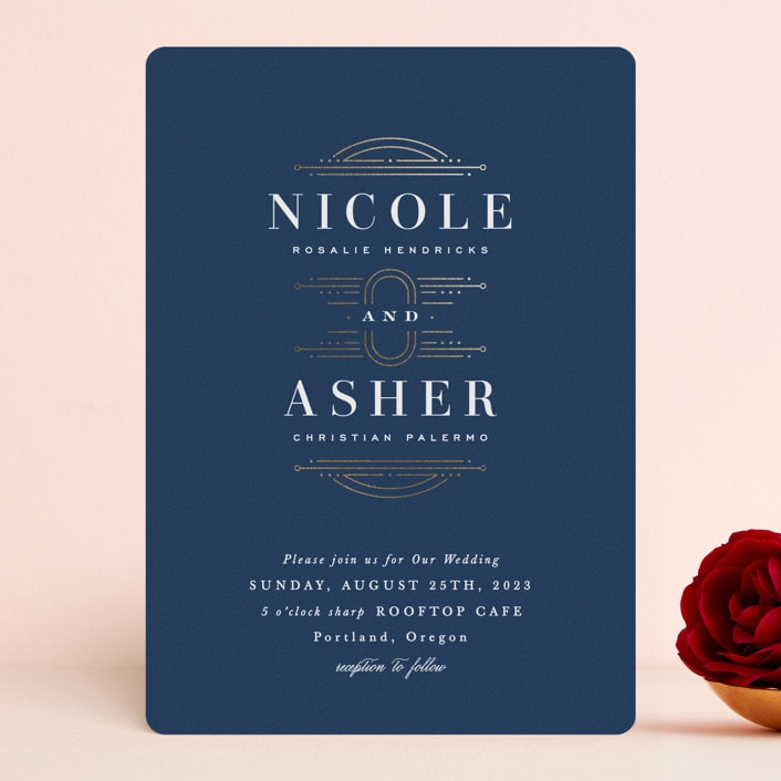 "Modern Deco" - Wedding Invitations in Azure by Hooray Creative - Front