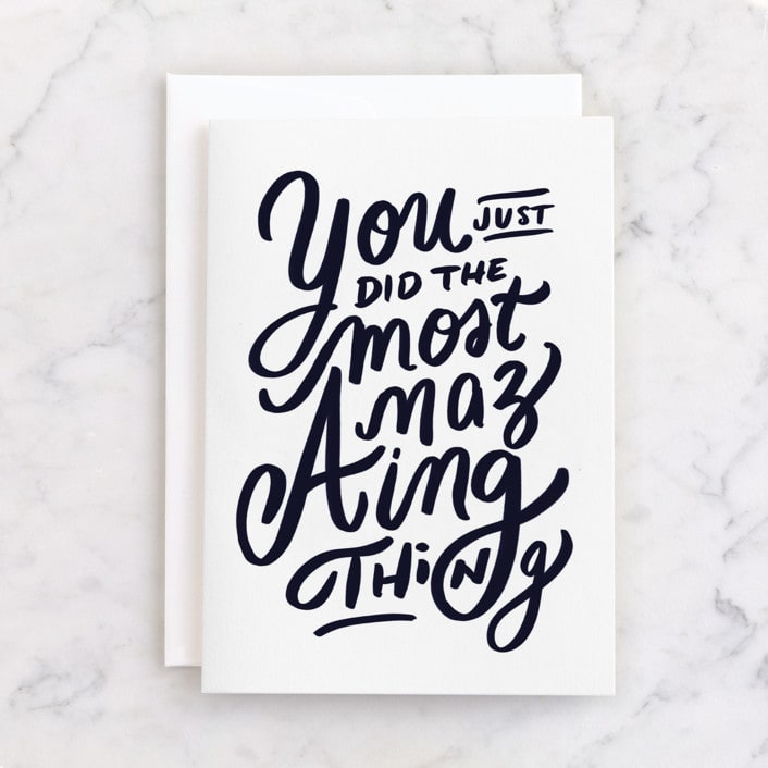 "Amazing" - Single Greeting Cards in Navy by Lori Wemple - Front