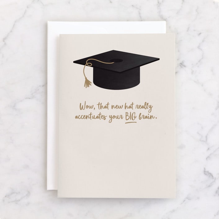 "Big Brain" - Single Greeting Cards in Beige by Erica Krystek - Front