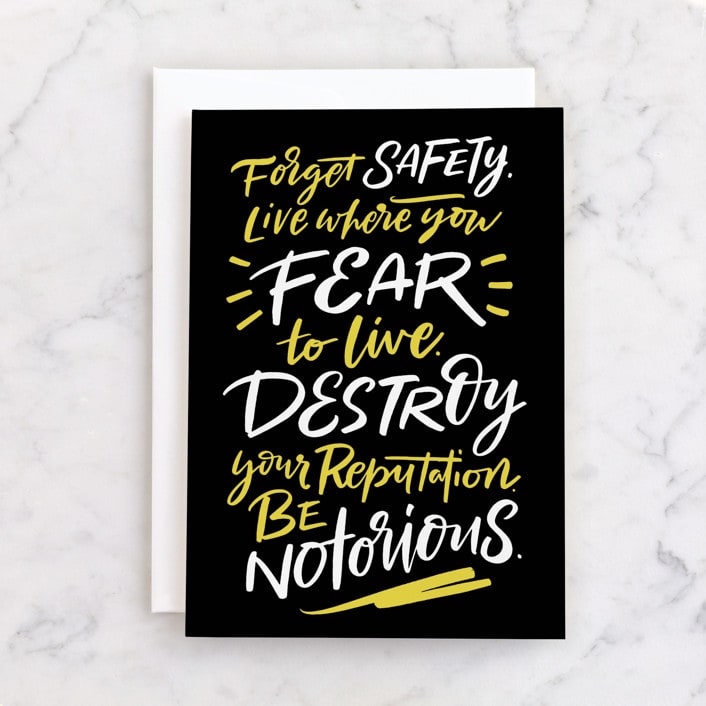 "Be Notorious" - Single Greeting Cards in Neon by Laura Bolter - Front