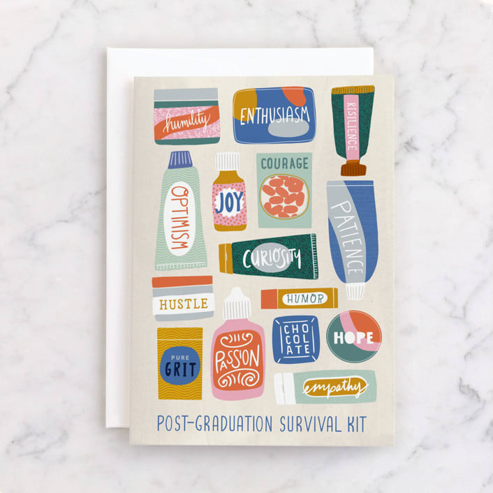 "Essentials" - Single Greeting Cards in Cream by Nadia Hassan - Front