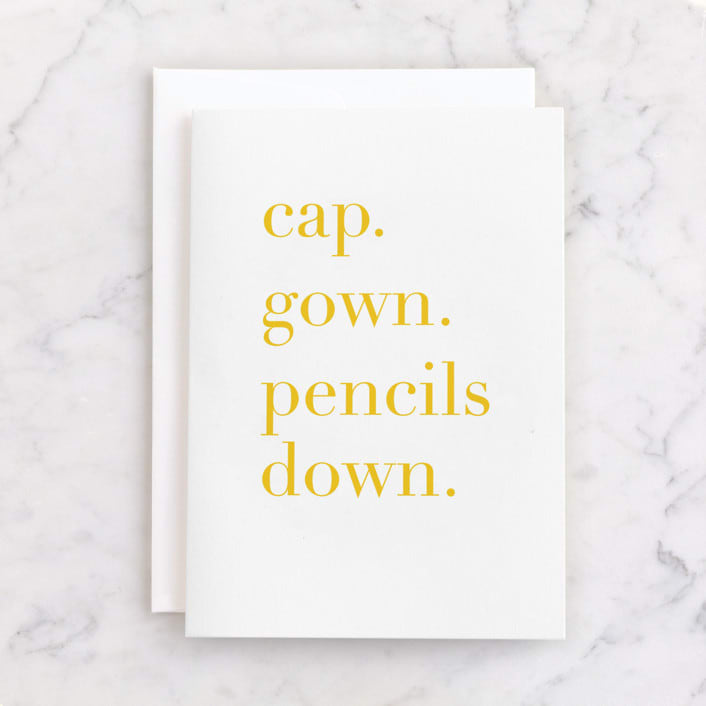"Pencils Down" - Single Greeting Cards in Highlighter by Alexandra Cohn - Front