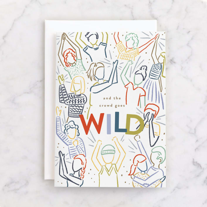"The Crowd Goes Wild" - Single Greeting Cards in Marshmallow by Shiny Penny Studio - Front