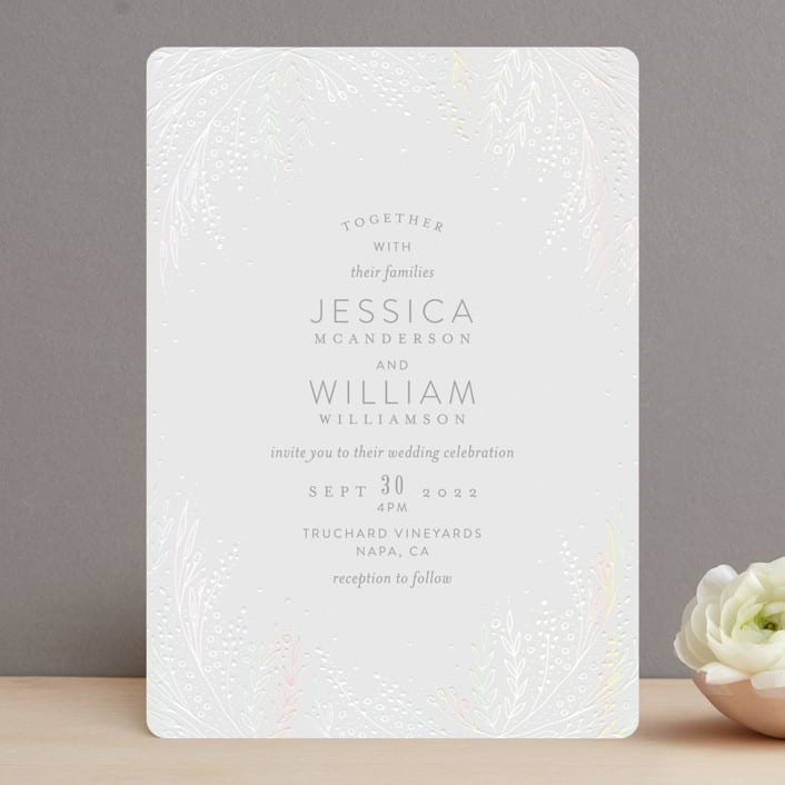 "Botanical Filigree" - Gloss-Press® Wedding Invitations in Sand by Phrosné Barwood - Front