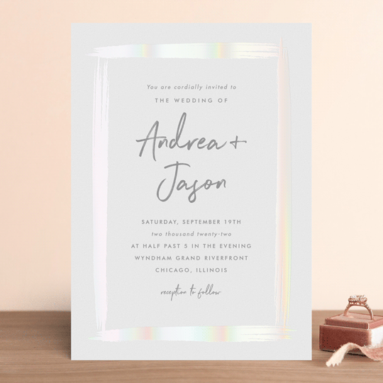 "Brushy frame" - Gloss-Press® Wedding Invitations in Opal by Stacey Meacham - Front