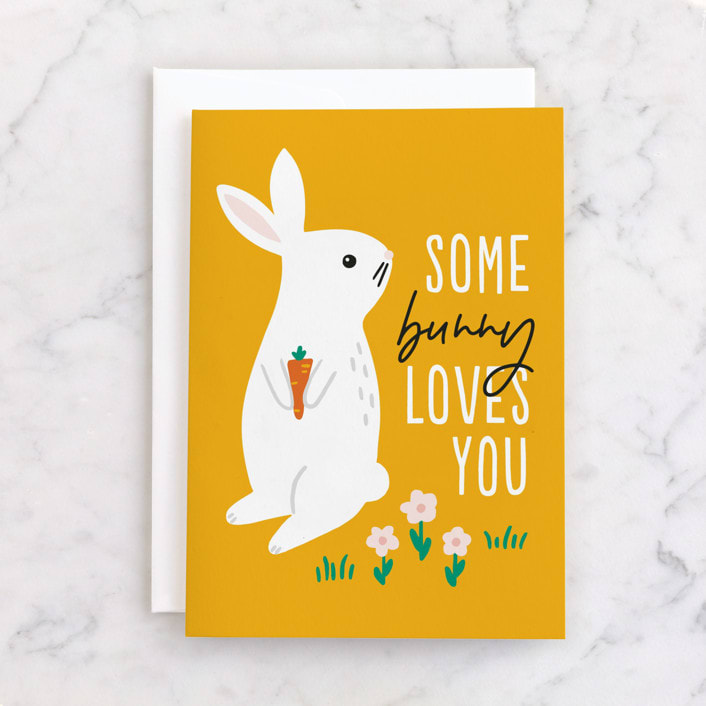 "Some Bunny" - Single Greeting Cards in Citrus by Genna Blackburn - Front