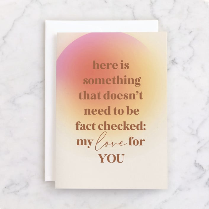 "fact check" - Single Greeting Cards in Dusk by Maja Cunningham - Front