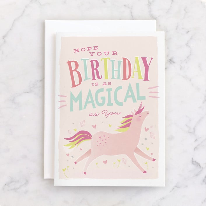 "Magical Unicorn" - Single Greeting Cards in Pink Lemonade by Karidy Walker - Front