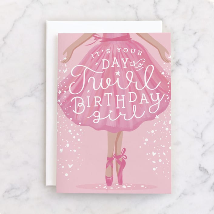 "Twirl Birthday Girl" - Single Greeting Cards in Pink by Gina Grittner - Front