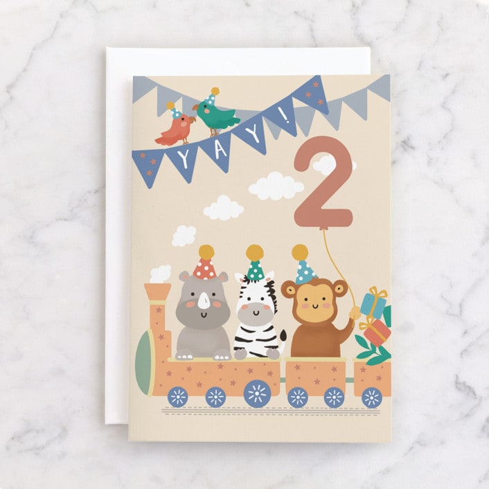 "Choo Choo" - Single Greeting Cards in Sun by Christy Hy Lee - Front