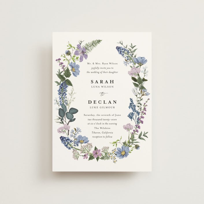 "Lilac Bloom" - Wedding Invitations in Lavender by Susan Moyal - Front