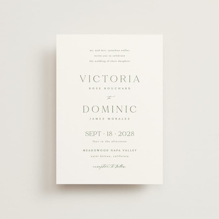 "Victoria" - Wedding Invitations in Clover by Kelly Schmidt - Front