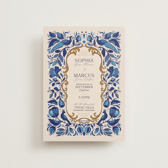 "Gilded" - Wedding Invitations in Cerulean by GeekInk Design - Front