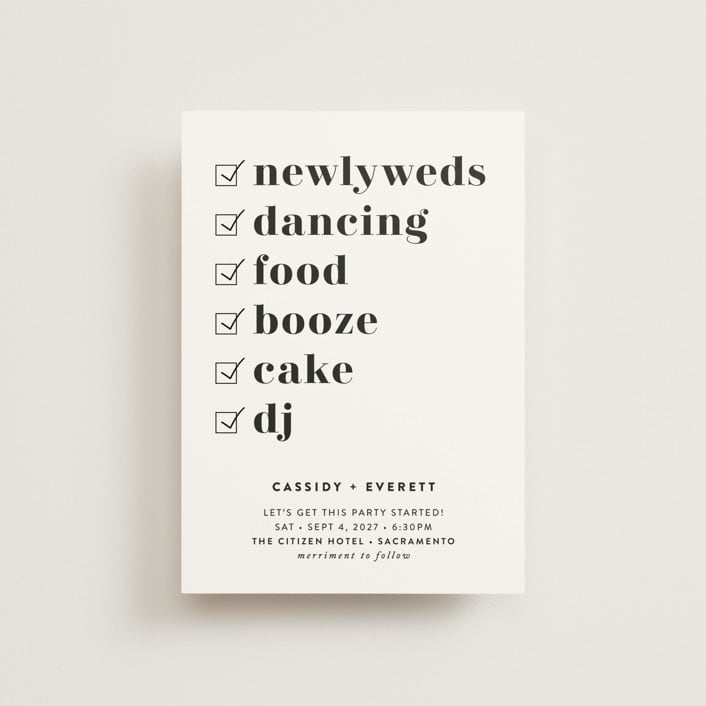"Key Ingredients" - Wedding Invitations in Cotton by Christie Garcia - Front
