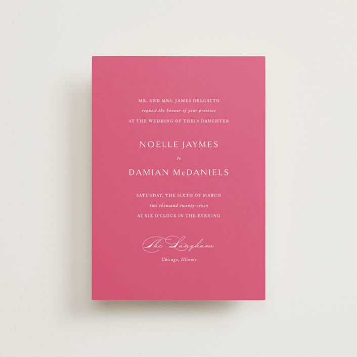 "Everlasting" - Wedding Invitations in Carnation by Jennifer Postorino - Front
