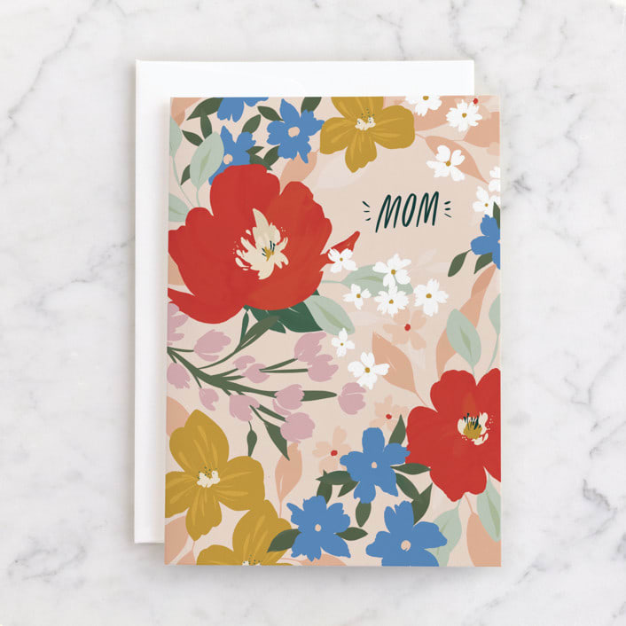 "Gardenia" - Single Greeting Cards in Carnation by Julie Murray - Front