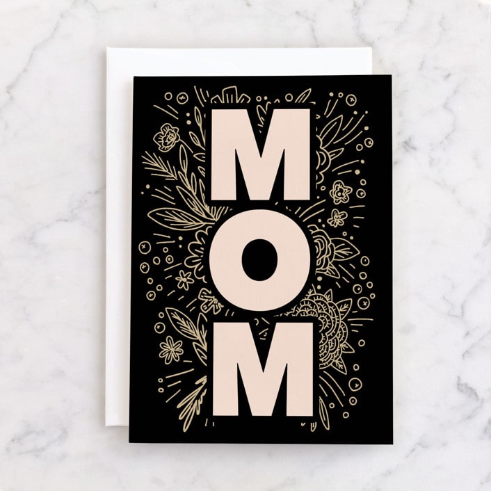 "MOM foil florals" - Single Greeting Cards in Ebony by Hannah Williams - Front