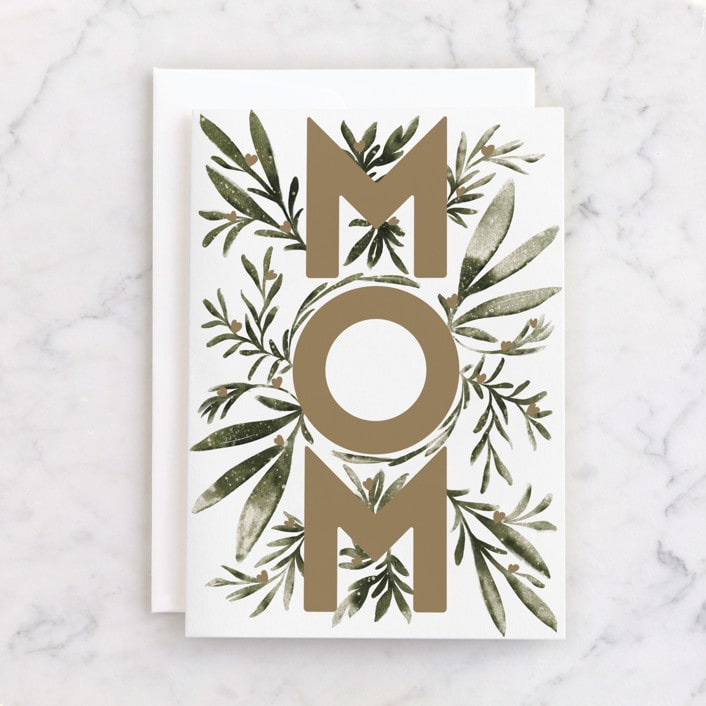 "Mom Foliage" - Single Greeting Cards in Leaf by Gwen Bedat - Front