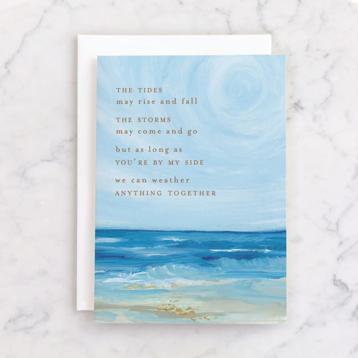 "Weather Any Storm Together" - Single Greeting Cards in Ocean by Mansi Verma - Front