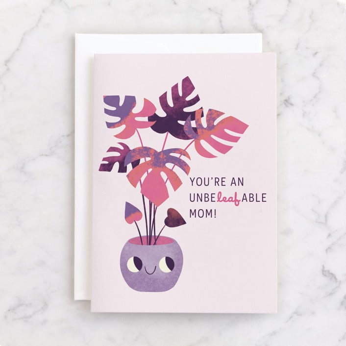 "You're Unbe-leaf-able" - Single Greeting Cards in Violet by Krista Elvey - Front
