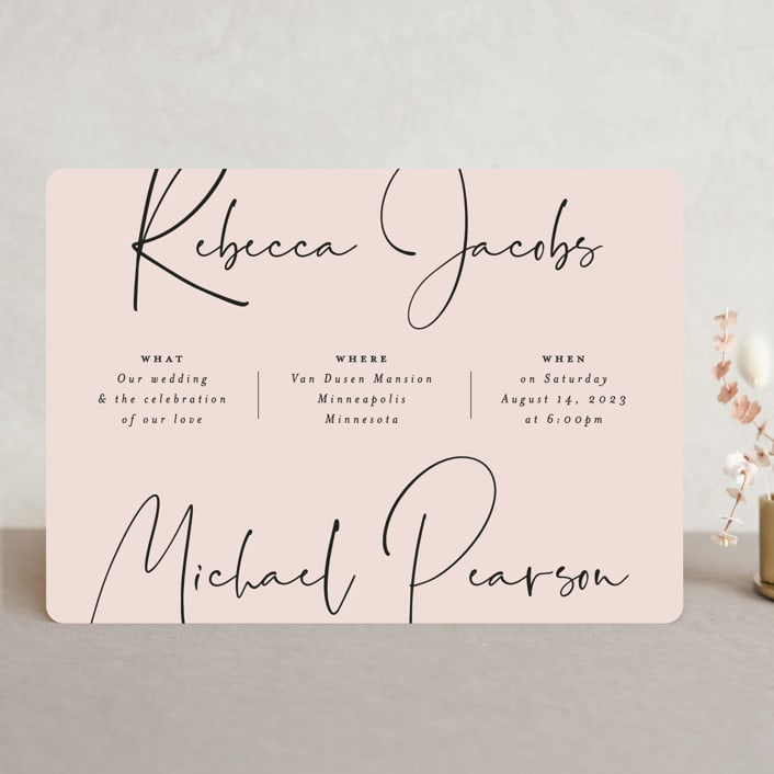 "Eternity Script" - Wedding Invitations in Blush by Michelle Taylor - Front