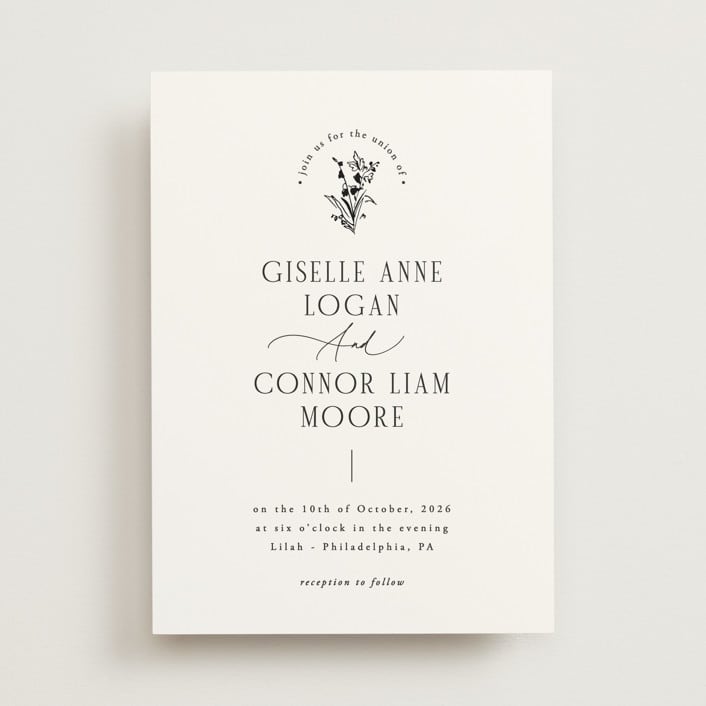 "Quintessential" - Wedding Invitations in Cotton by Everett Paper Goods - Front
