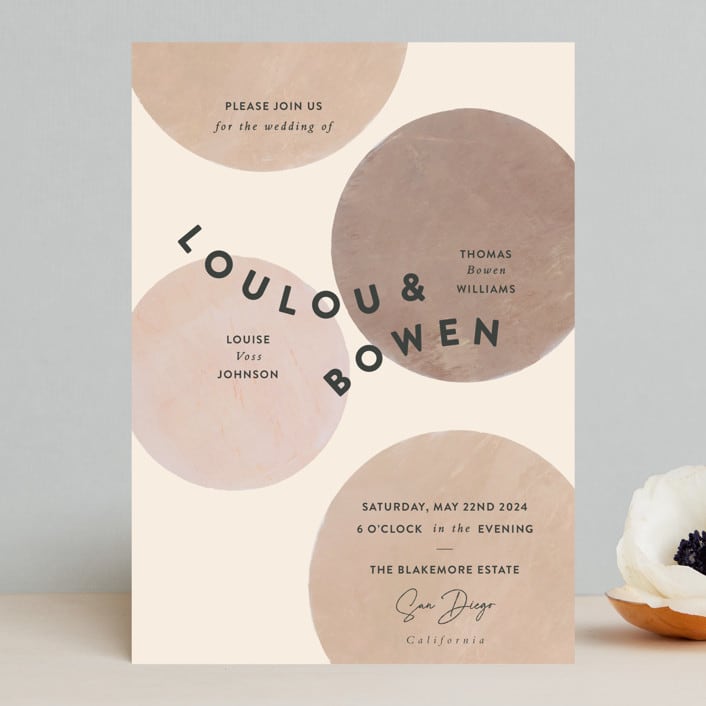 "Eclipse" - Wedding Invitations in Blush by Sara Hicks Malone - Front