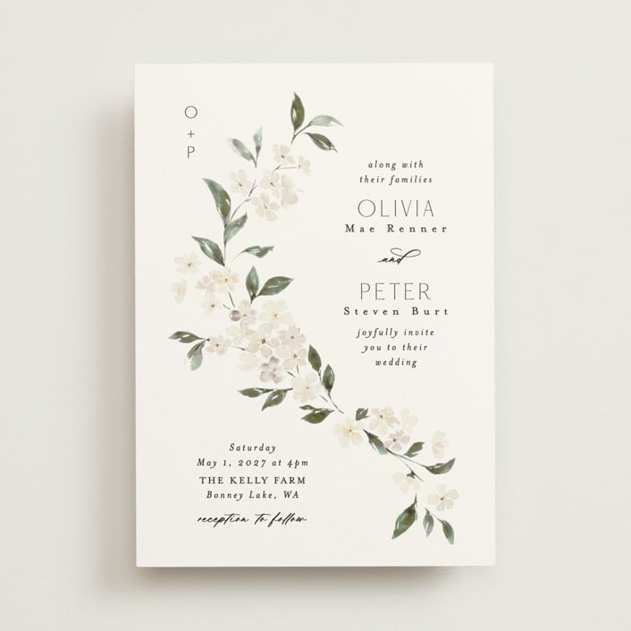 "Sweeping Vine" - Wedding Invitations in Porcelain by Itsy Belle Studio - Front
