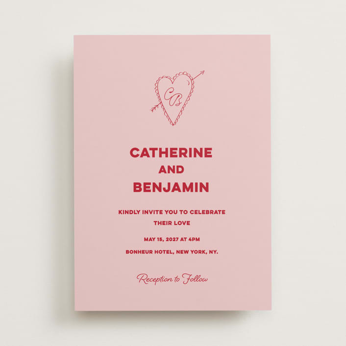 "Crazy Little Thing Called Love" - Wedding Invitations in Cherry by Helena Vitto - Front