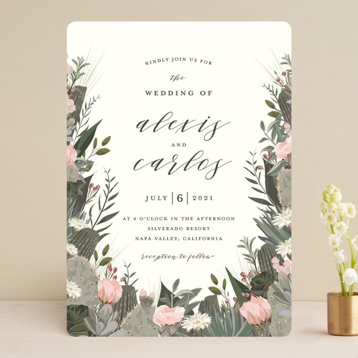 "Sahara" - Wedding Invitations in Carnation by Susan Moyal - Front