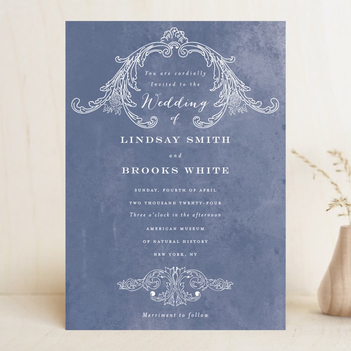 "Ornate" - Wedding Invitations in Indigo by Nazia Hyder - Front