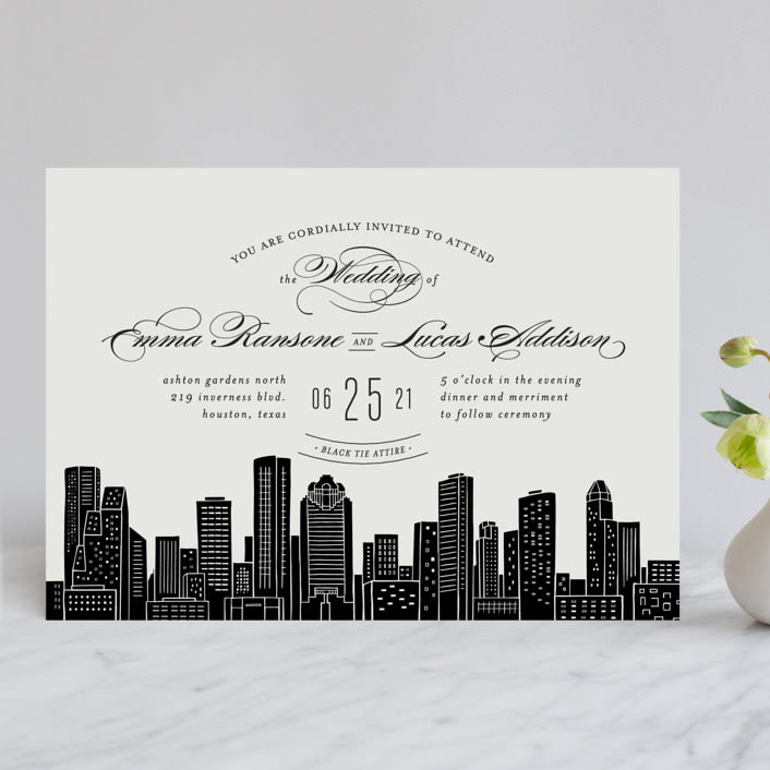 "Big City - Houston" - Wedding Invitations in Light Taupe by Hooray Creative - Front