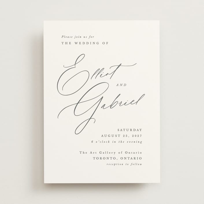 "Scripted Names" - Wedding Invitations in Pearl by Hooray Creative - Front