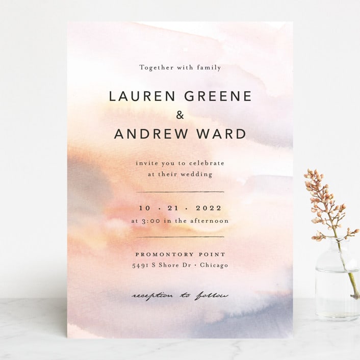 "Soaring" - Wedding Invitations in Sunset by Lindsay Megahed - Front