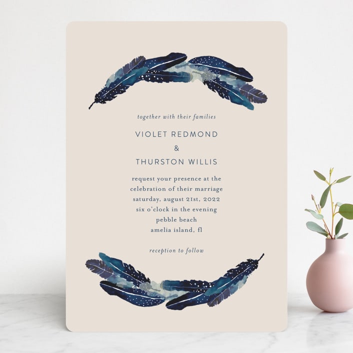 "Feathers" - Wedding Invitations in Stone by Morgan Kendall - Front