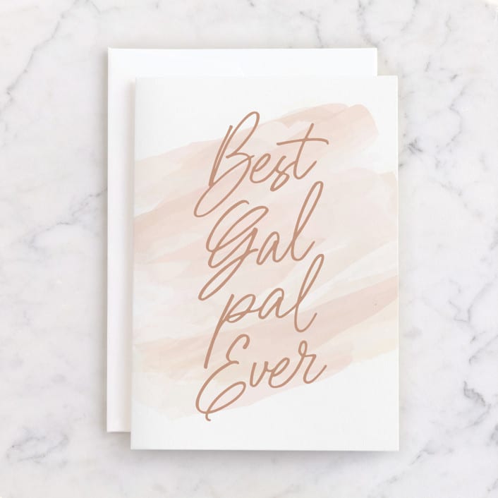 "Best Gal Pal Ever" - Single Greeting Cards in Blush by Hooray Creative - Front