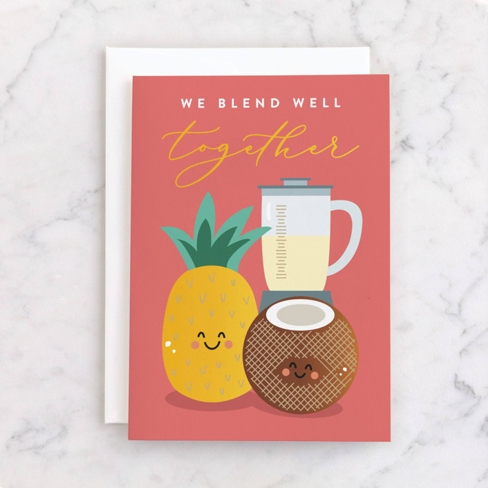 "Well-blended" - Single Greeting Cards in Pineapple by Erica Krystek - Front