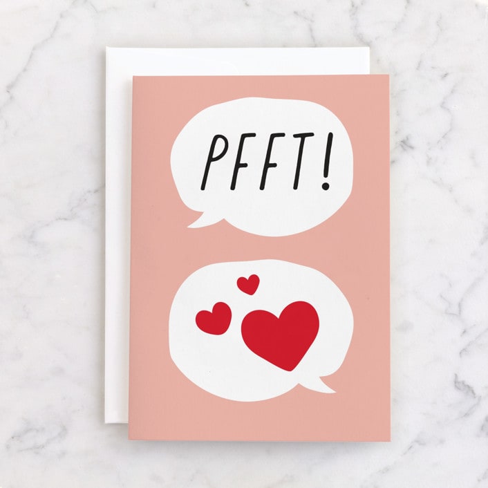 "Pfft!" - Single Greeting Cards in Blush by Minted - Front
