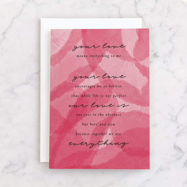 "Love Is Everything" - Single Greeting Cards in Watermelon by Courtney Crane - Front